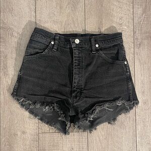 Wrangler Women's Distressed Black High Waisted Denim Shorts Size 7/30